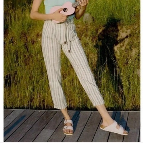 Maeve Pants - Maeve Sutton High‎ arise Cropped Striped Paper Bag Pants